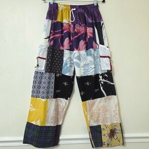 Ashley Taylor Wide Leg Patchwork Pants Sz S/M Baggy Barrel Hippie Festival Boho